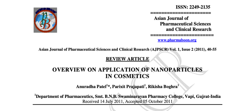 Application of Nanoparticles in Cosmetics