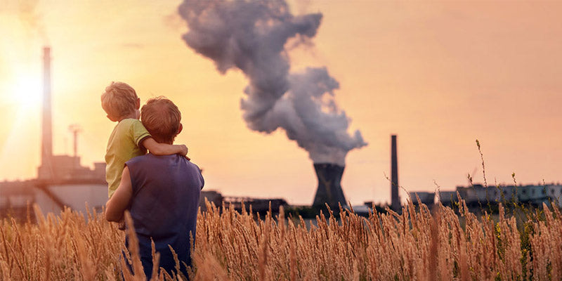 Teenager looking at a nuclear central