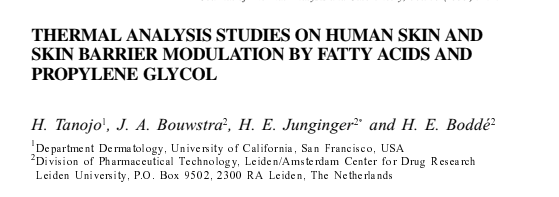 Thermal analysis studies on human skin and skin barrier modulation by ...