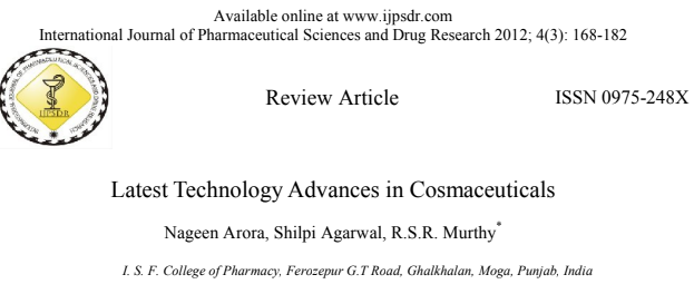 Latest Technology Advances in Cosmaceuticals