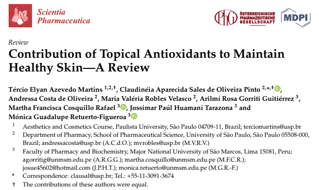 Contribution of Topical Antioxidants to Maintain Healthy Skin—A Review