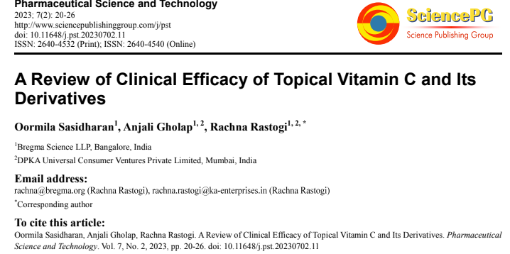 A Review of Clinical Efficacy of Topical Vitamin C and Its Derivatives