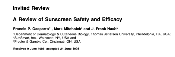 A Review of Sunscreen Safety and Efficacy