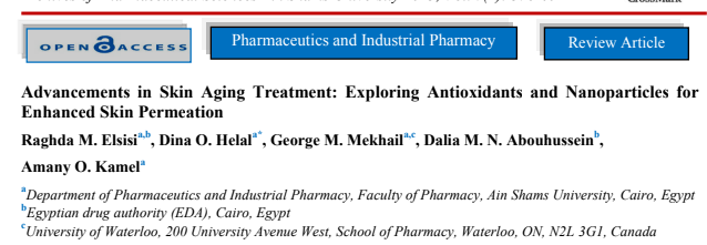 Advancements in Skin Aging Treatment: Exploring Antioxidants and Nanoparticles for Enhanced Skin Permeation