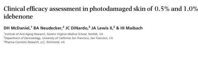 Blackwell Publishing, Ltd. Clinical efficacy assessment in photodamaged skin of 0.5% and 1.0% idebenone