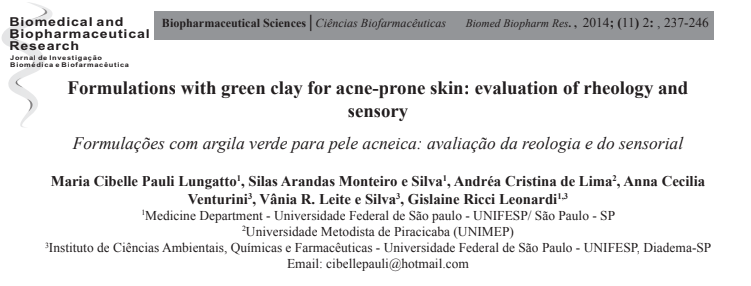 Formulations with green clay for acne-prone skin: evaluation of rheology and  sensory