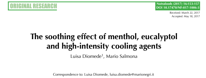 The soothing effect of menthol, eucalyptol and high-intensity cooling agents