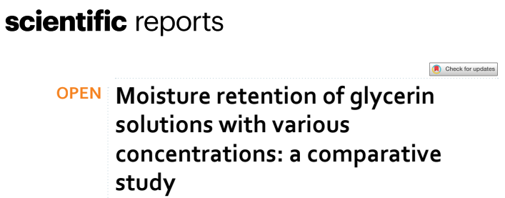 Moisture retention of glycerin solutions