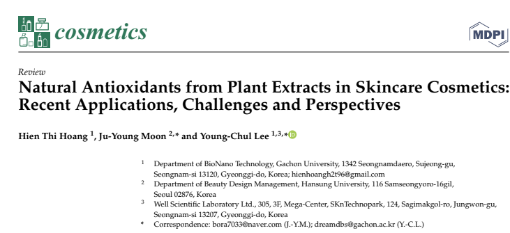 Natural Antioxidants from Plant Extracts in Skincare Cosmetics: Recent Applications, Challenges and Perspectives