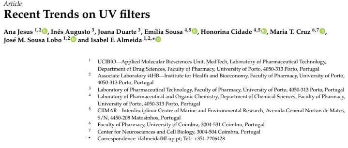 Recent Trends on UV filters