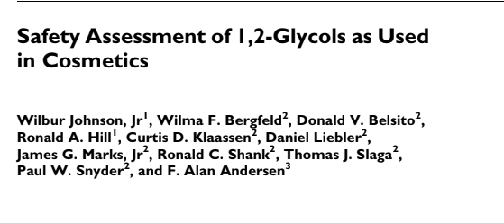 Safety Assessment of 1,2-Glycols as Used in Cosmetics