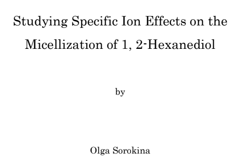 Studying Specific Ion Effects on the Micellization of 1, 2-Hexanediol