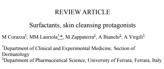 Surfactants, skin cleansing protagonists