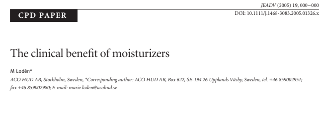 The clinical benefit of moisturizers