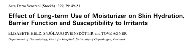 Effect of Long-term Use of Moisturizer on Skin Hydration, Barrier Function and Susceptibility to Irritants