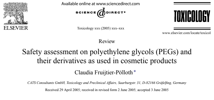 Safety assessment on polyethylene glycols (PEGs) and their derivatives as used in cosmetic products