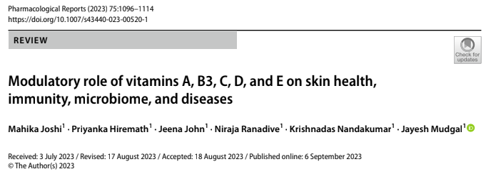 Modulatory role of vitamins A, B3, C, D, and E on skin health, immunity, microbiome, and diseases