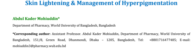 Skin Lightening & Management of Hyperpigmentation