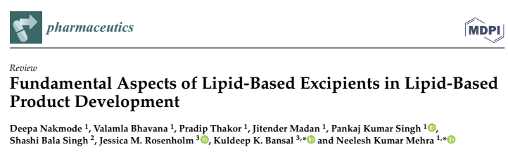 Fundamental Aspects of Lipid-Based Excipients in Lipid-Based Product Development